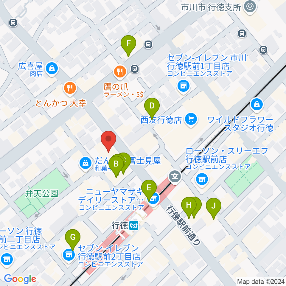 伊藤楽器 行徳センター周辺のカフェ一覧地図