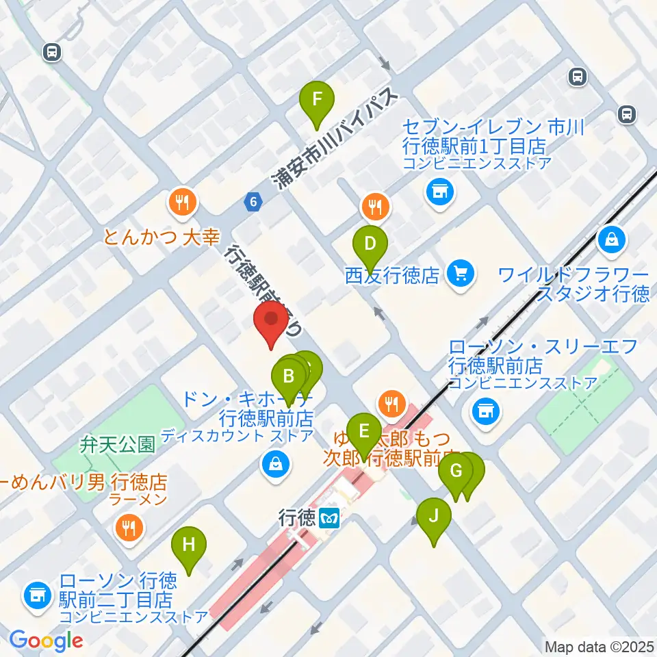 伊藤楽器 行徳センター周辺のカフェ一覧地図