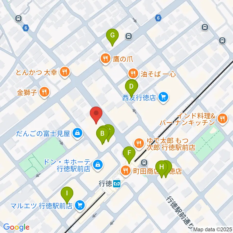 伊藤楽器 行徳センター周辺のカフェ一覧地図