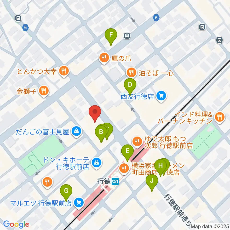 伊藤楽器 行徳センター周辺のカフェ一覧地図
