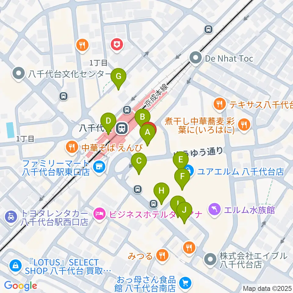伊藤楽器 八千代台センター周辺のカフェ一覧地図