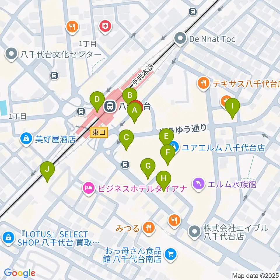 伊藤楽器 八千代台センター周辺のカフェ一覧地図