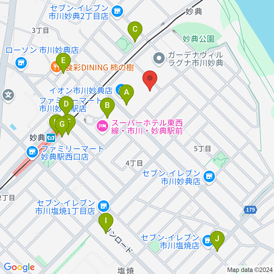 伊藤楽器 妙典イオンセンター周辺のカフェ一覧地図