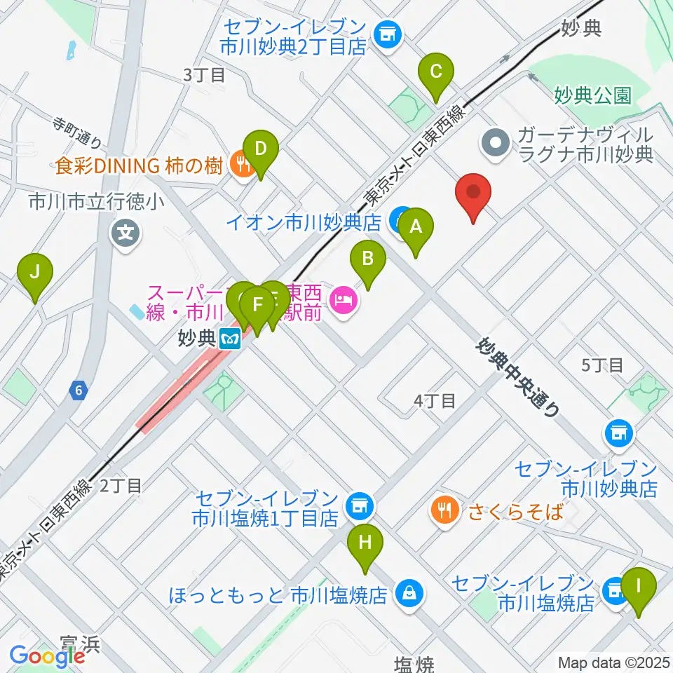 伊藤楽器 妙典イオンセンター周辺のカフェ一覧地図
