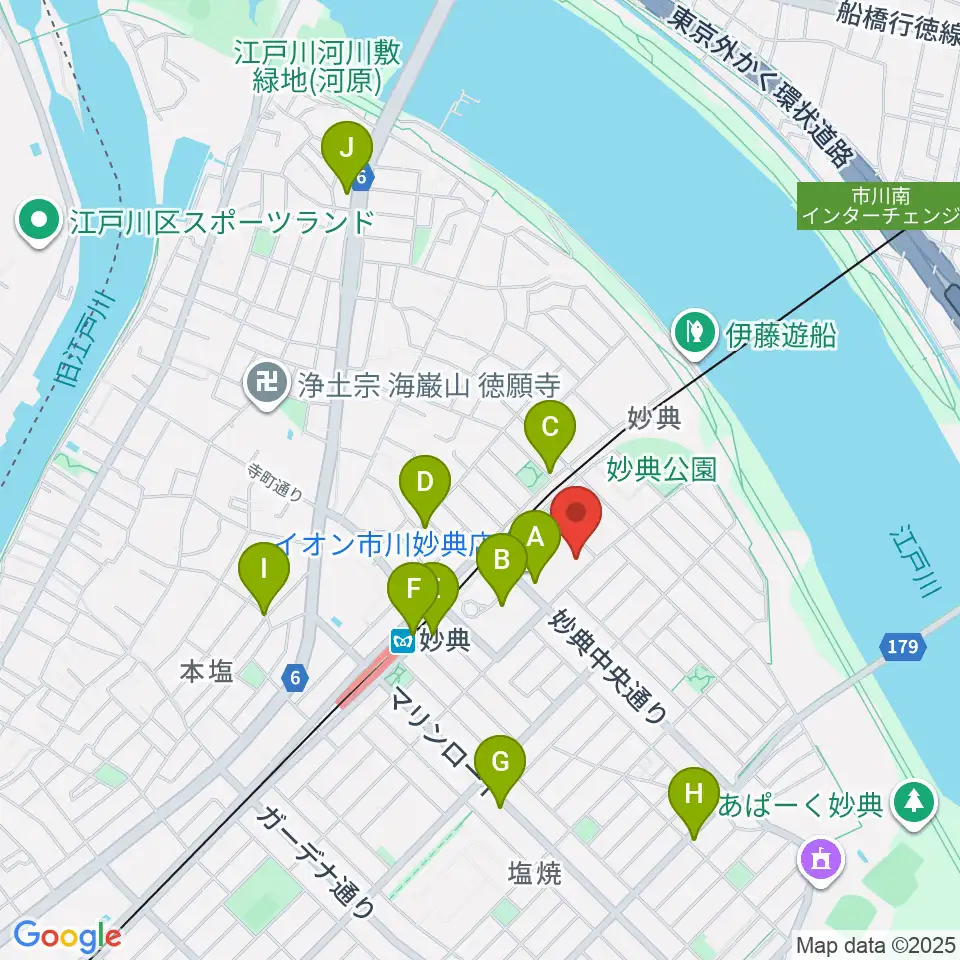 伊藤楽器 妙典イオンセンター周辺のカフェ一覧地図