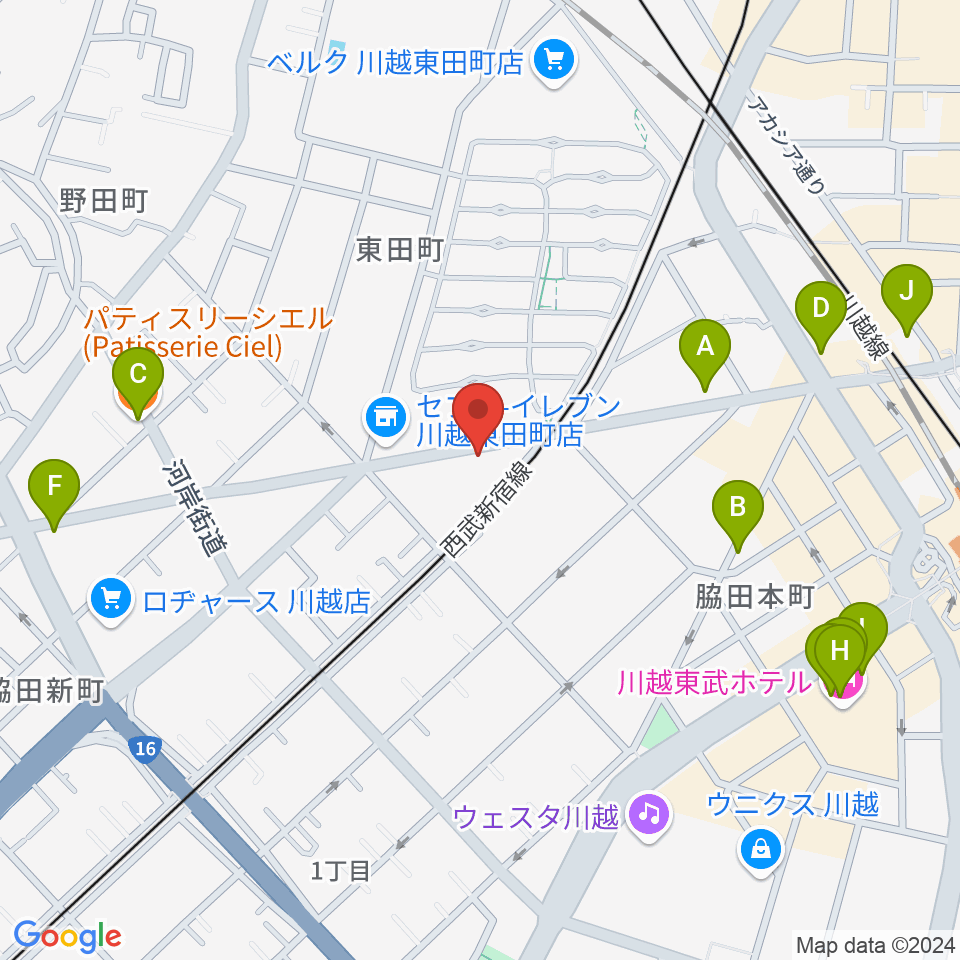 川越DEPARTURE周辺のカフェ一覧地図