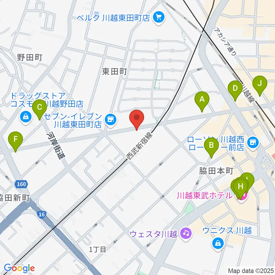 川越DEPARTURE周辺のカフェ一覧地図