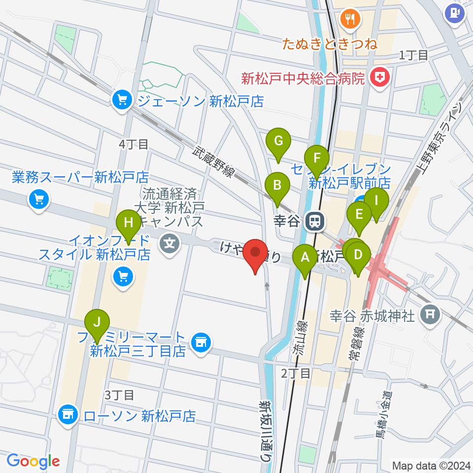 伊藤楽器 新松戸センター周辺のカフェ一覧地図