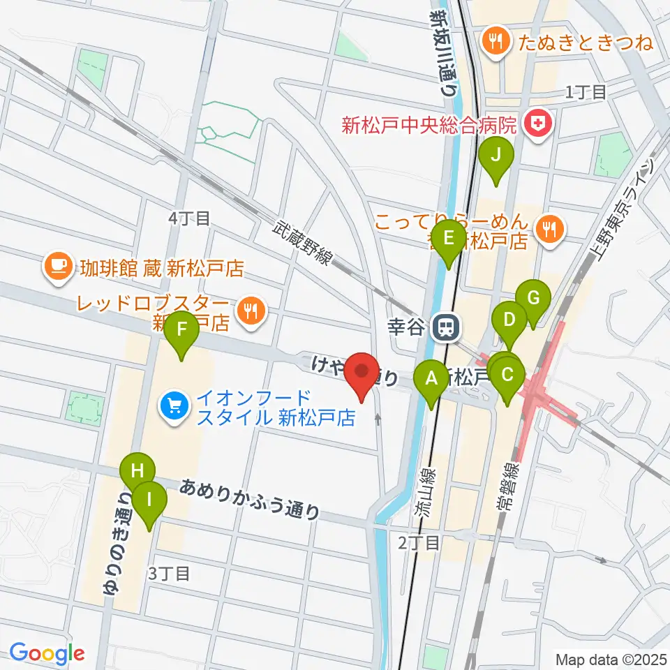 伊藤楽器 新松戸センター周辺のカフェ一覧地図