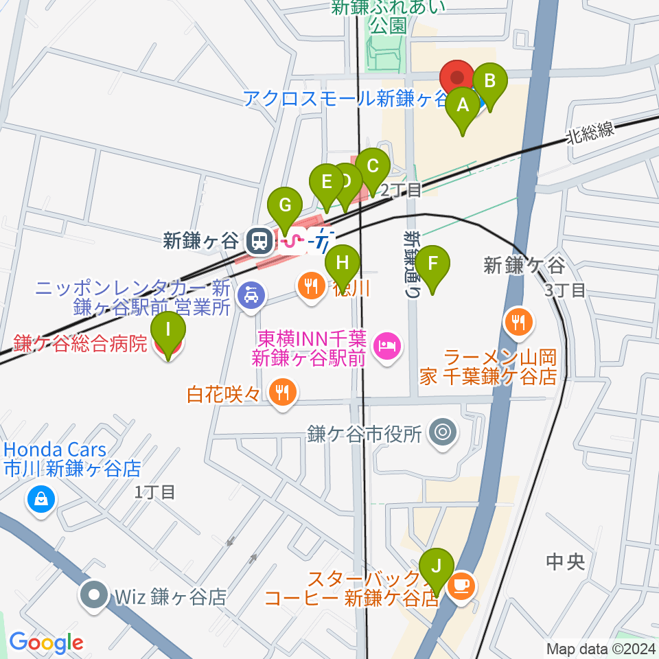 伊藤楽器 新鎌ヶ谷センター周辺のカフェ一覧地図