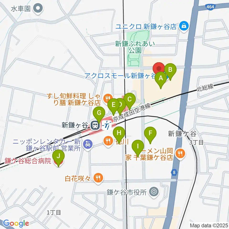 伊藤楽器 新鎌ヶ谷センター周辺のカフェ一覧地図