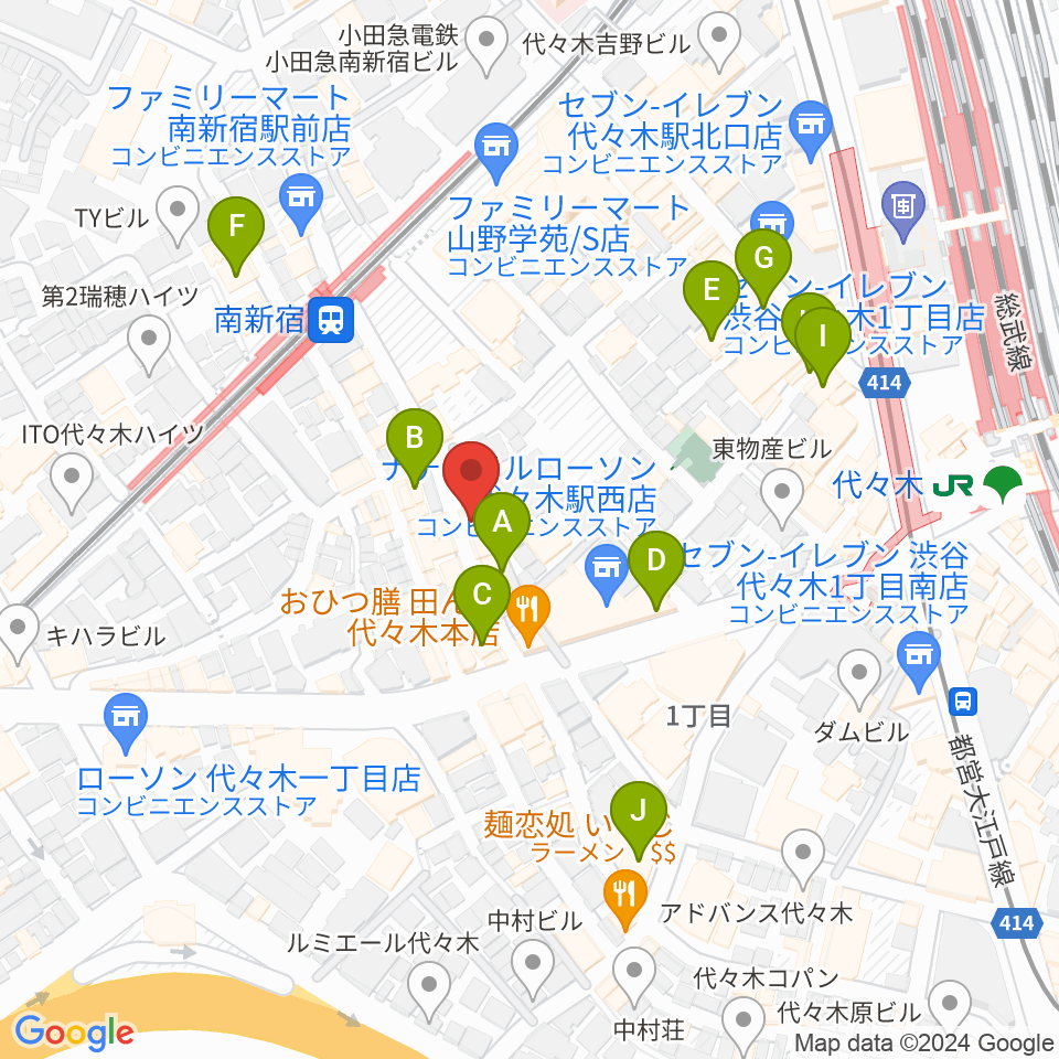 代々木アルティカセブン周辺のカフェ一覧地図