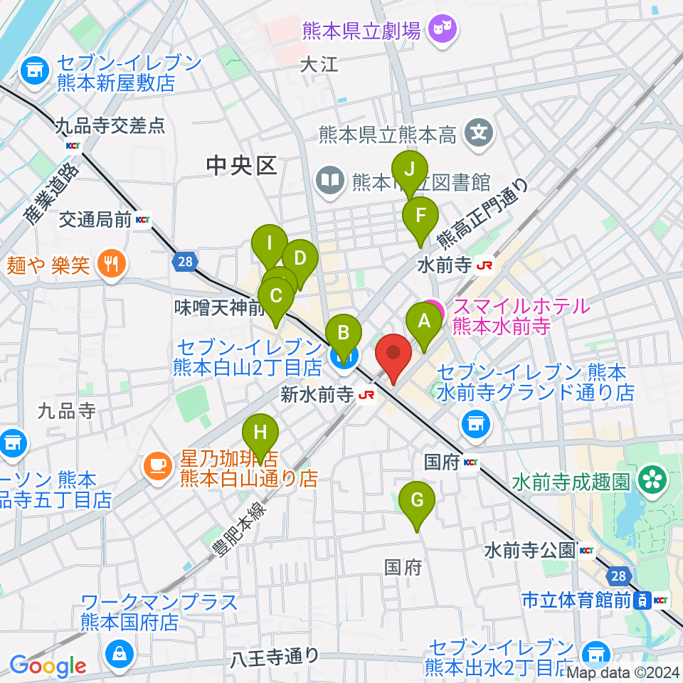 ムラヤマレコード水前寺本店周辺のカフェ一覧地図