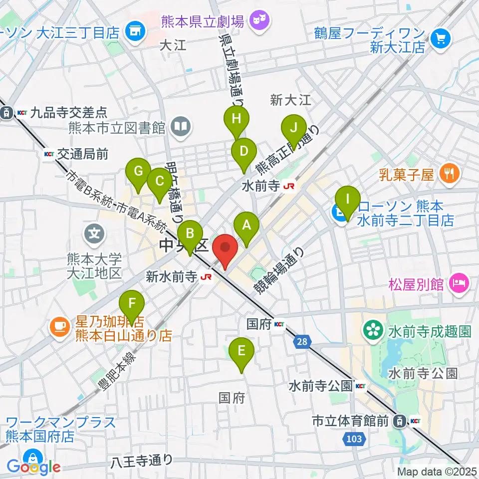 ムラヤマレコード水前寺本店周辺のカフェ一覧地図