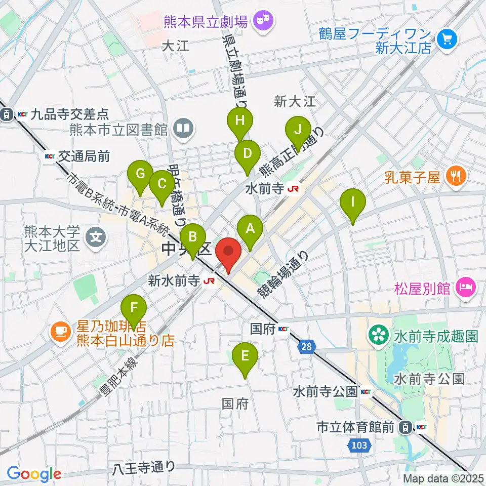 ムラヤマレコード水前寺本店周辺のカフェ一覧地図