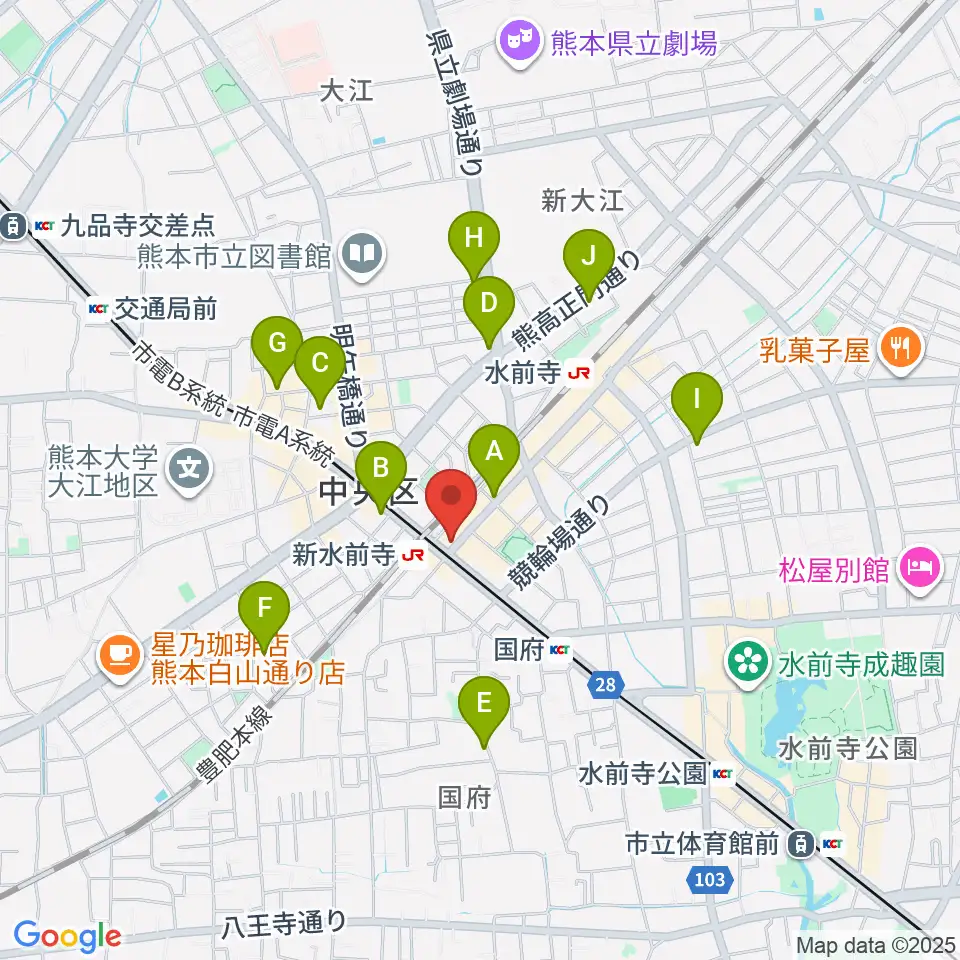 ムラヤマレコード水前寺本店周辺のカフェ一覧地図