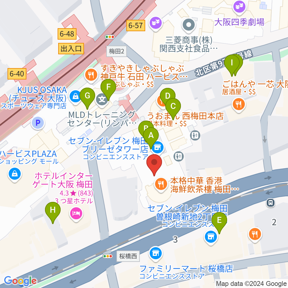 MIKIミュージックサロン西梅田ブリーゼブリーゼ周辺のカフェ一覧地図