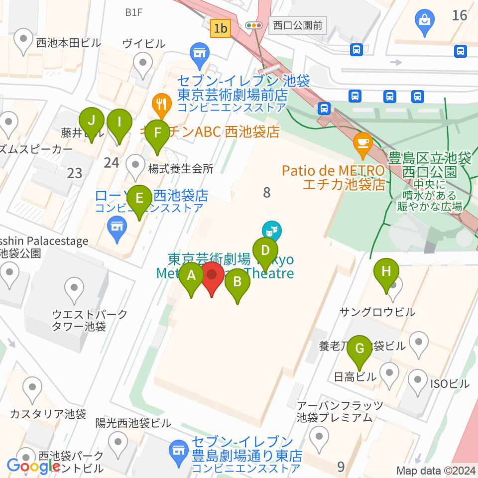 ミュージックスタジオ・フォルテ芸劇店周辺のカフェ一覧地図