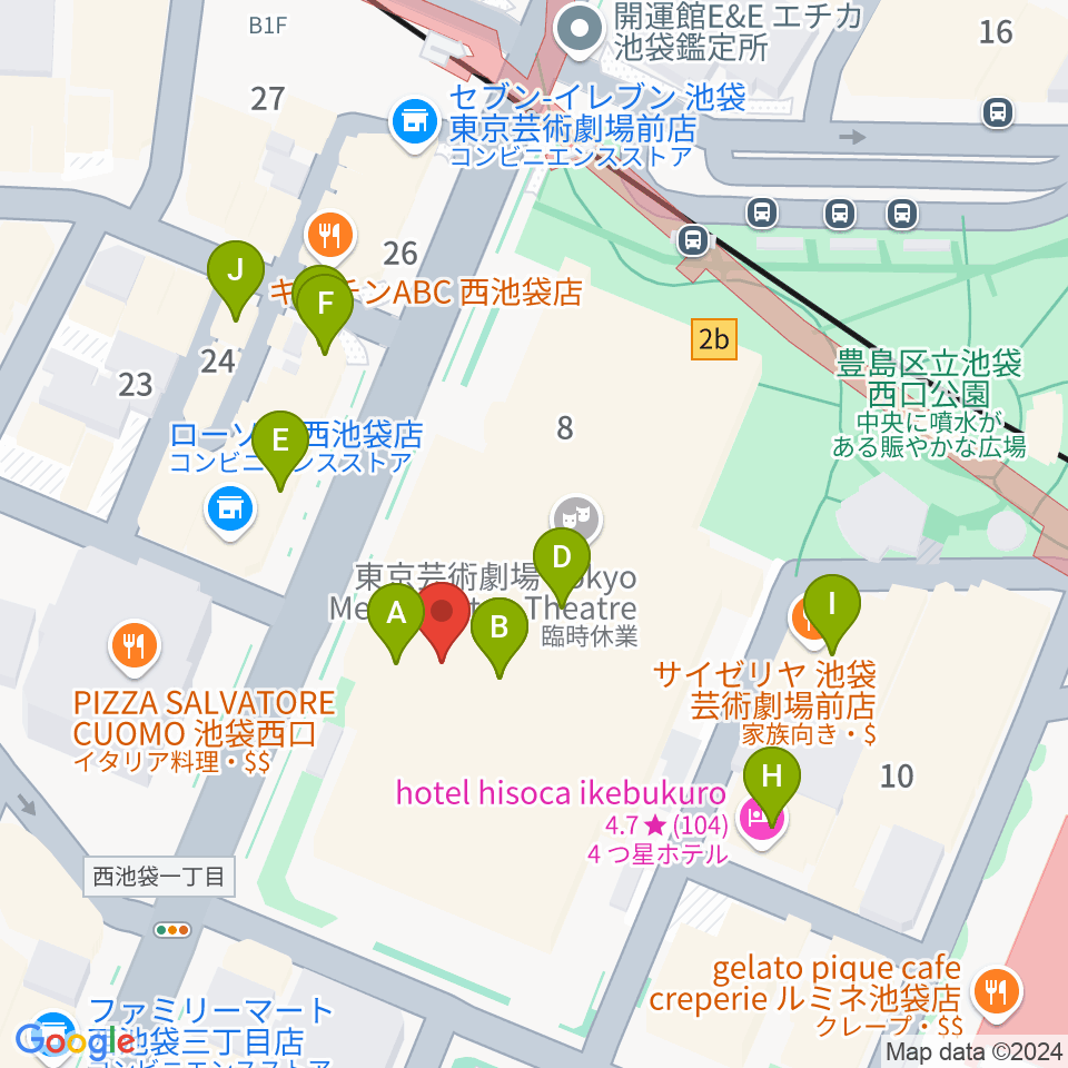 ミュージックスタジオ・フォルテ芸劇店周辺のカフェ一覧地図