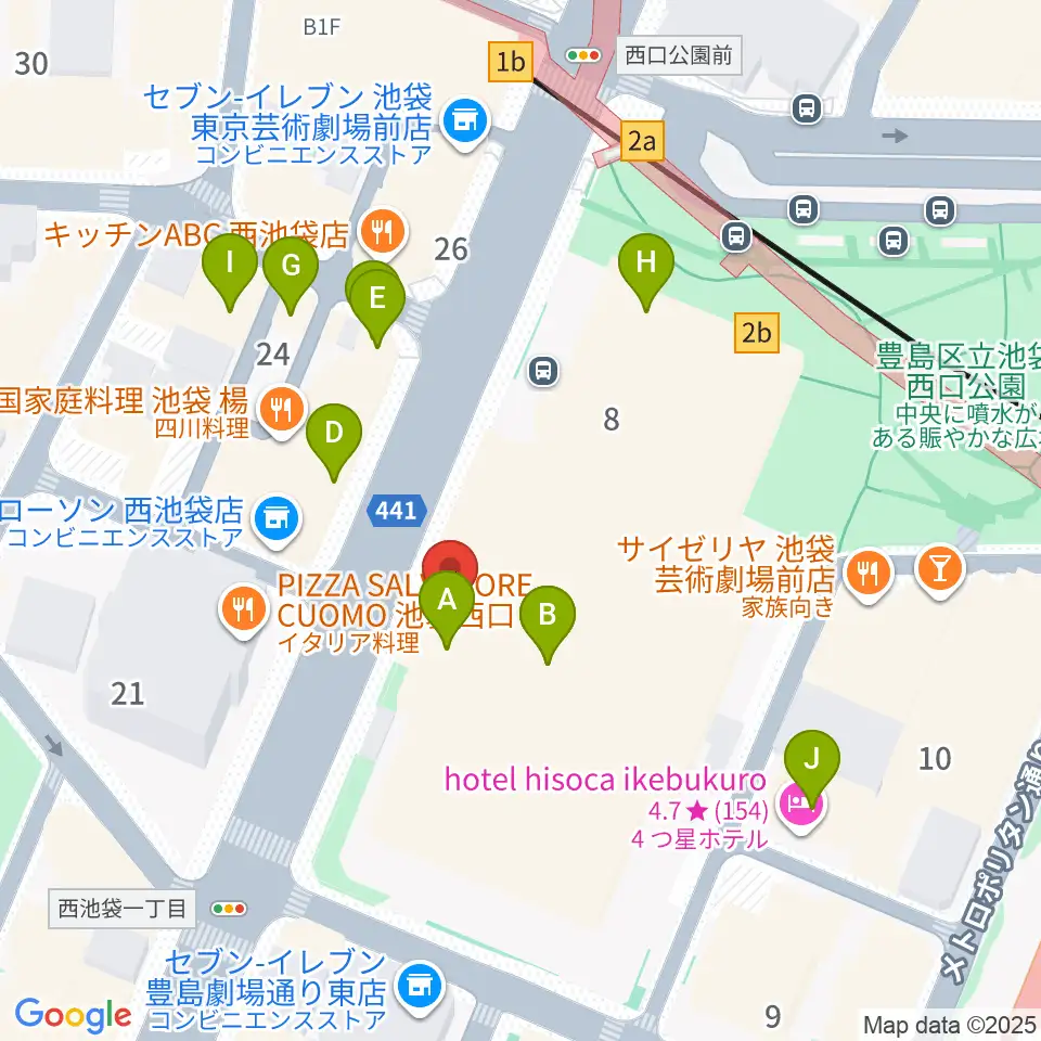 ミュージックスタジオ・フォルテ芸劇店周辺のカフェ一覧地図