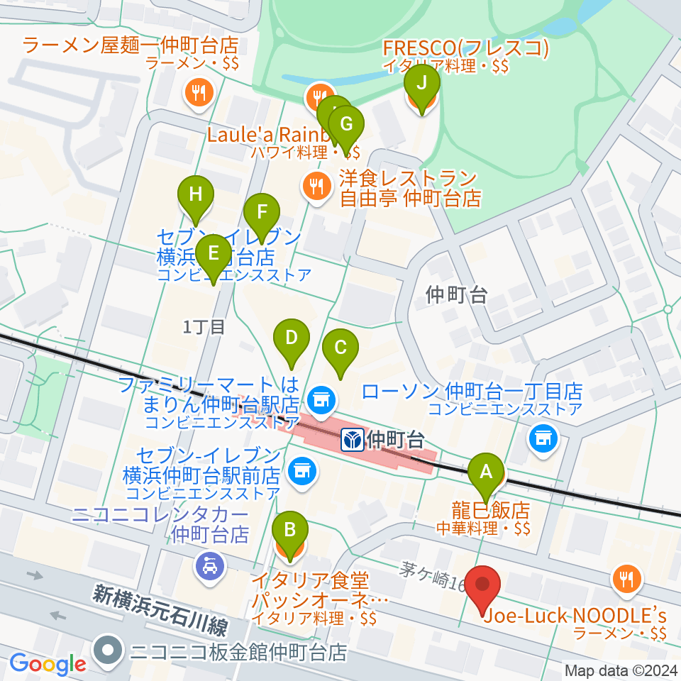 エルフラット仲町台アネックス周辺のカフェ一覧地図