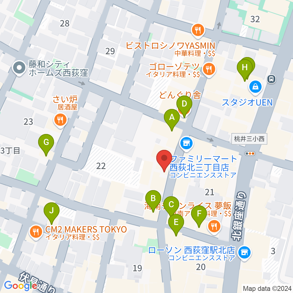 西荻窪テラ周辺のカフェ一覧地図