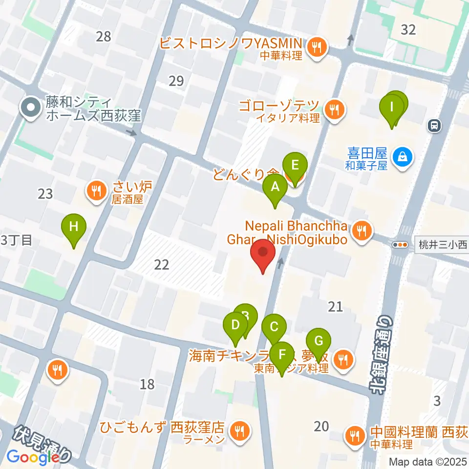 西荻窪テラ周辺のカフェ一覧地図