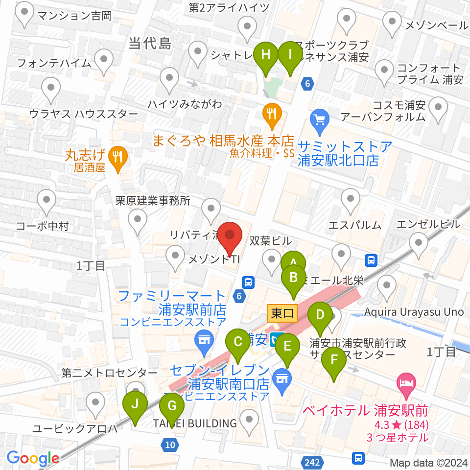 ジェイズスタジオ 浦安店周辺のカフェ一覧地図