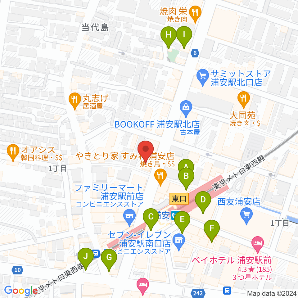 ジェイズスタジオ 浦安店周辺のカフェ一覧地図