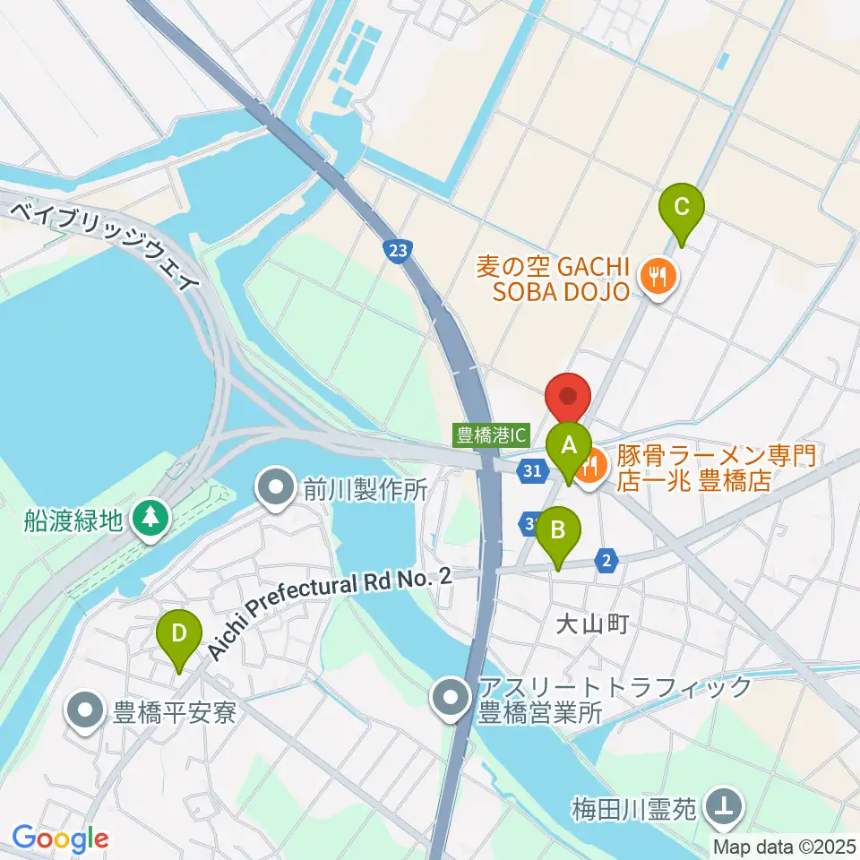 オリエント楽器 ミューズフォレスト豊橋南周辺のカフェ一覧地図