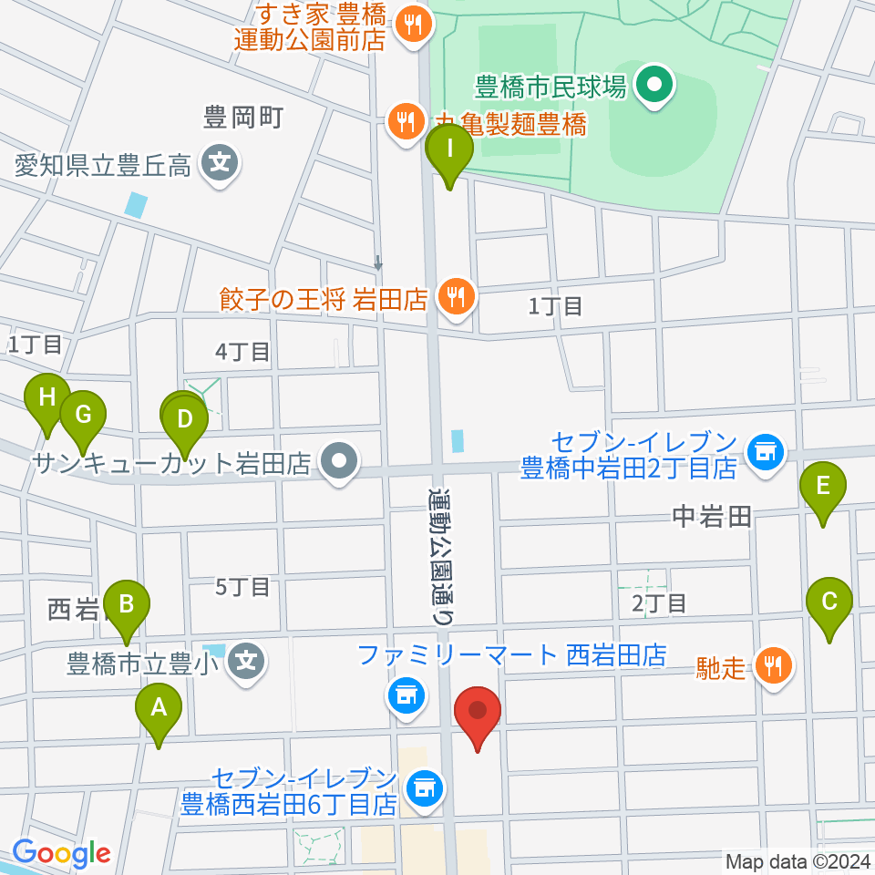 オリエント楽器ミューズフォレスト豊が丘周辺のカフェ一覧地図