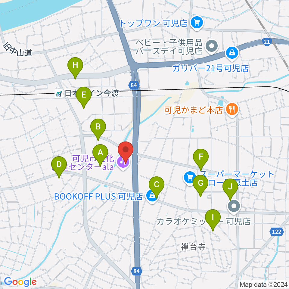 可児市文化創造センターala周辺のカフェ一覧地図