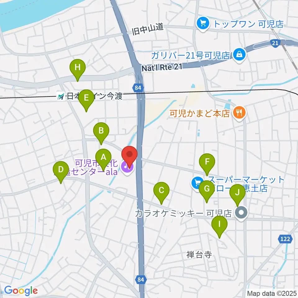 可児市文化創造センターala周辺のカフェ一覧地図