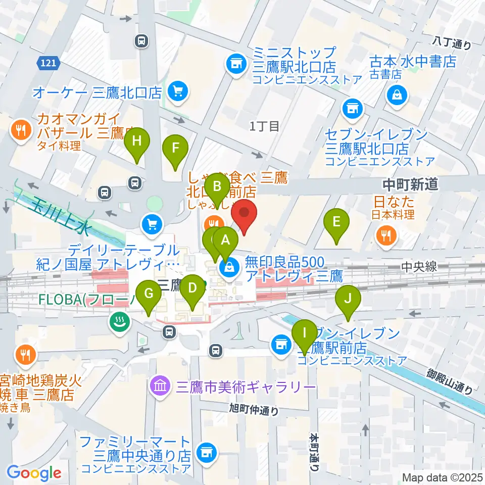 武蔵野芸能劇場周辺のカフェ一覧地図