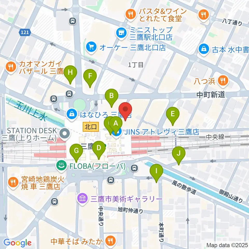 武蔵野芸能劇場周辺のカフェ一覧地図
