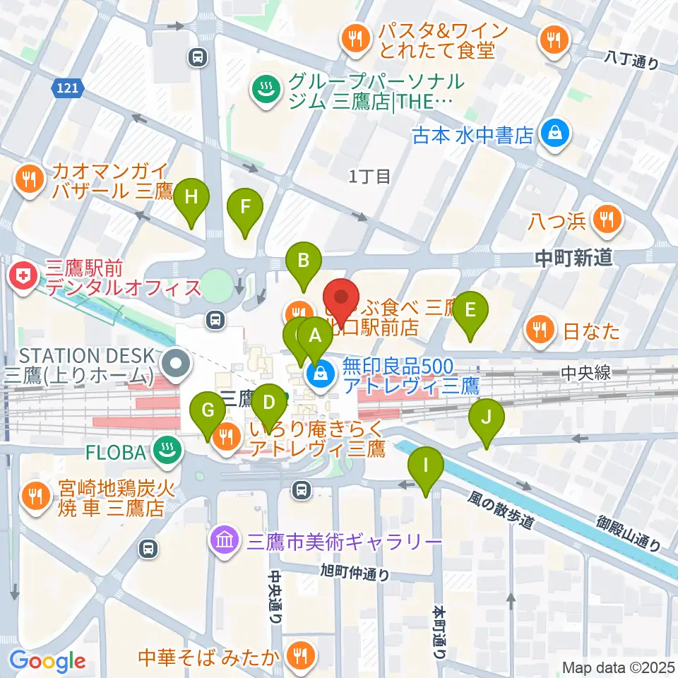 武蔵野芸能劇場周辺のカフェ一覧地図