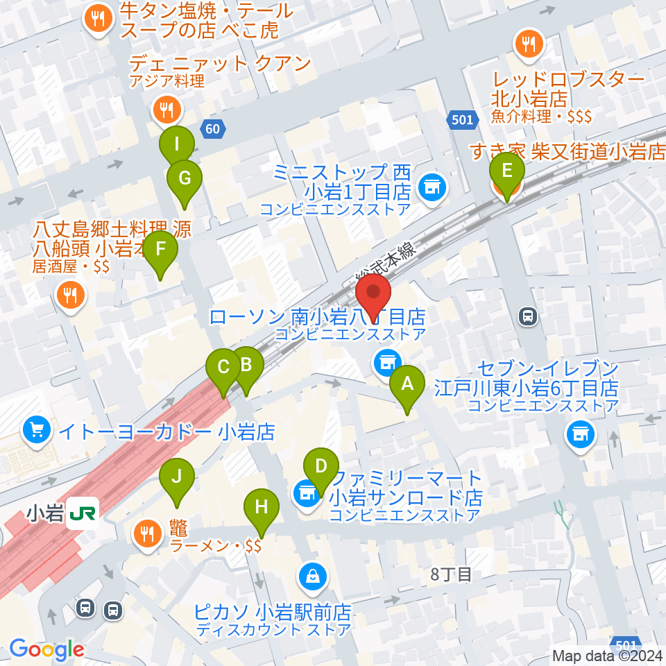 小岩BACK IN TIME周辺のカフェ一覧地図