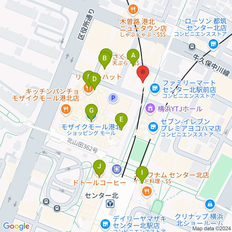 山響楽器店 センター北教室周辺のカフェ一覧地図