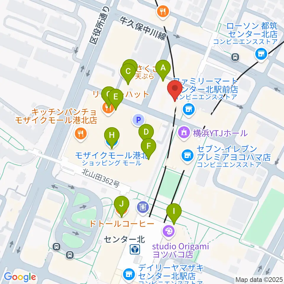 山響楽器店 センター北教室周辺のカフェ一覧地図