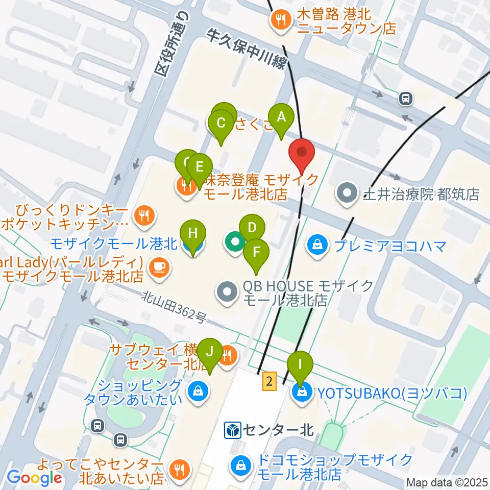 山響楽器店 センター北教室周辺のカフェ一覧地図