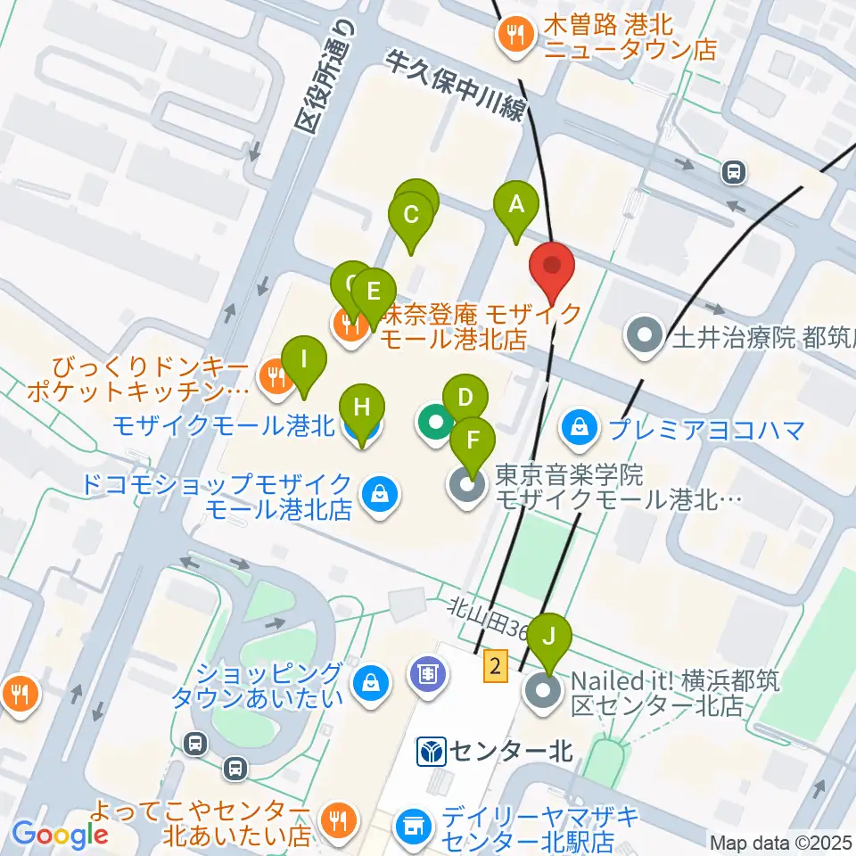 山響楽器店 センター北教室周辺のカフェ一覧地図