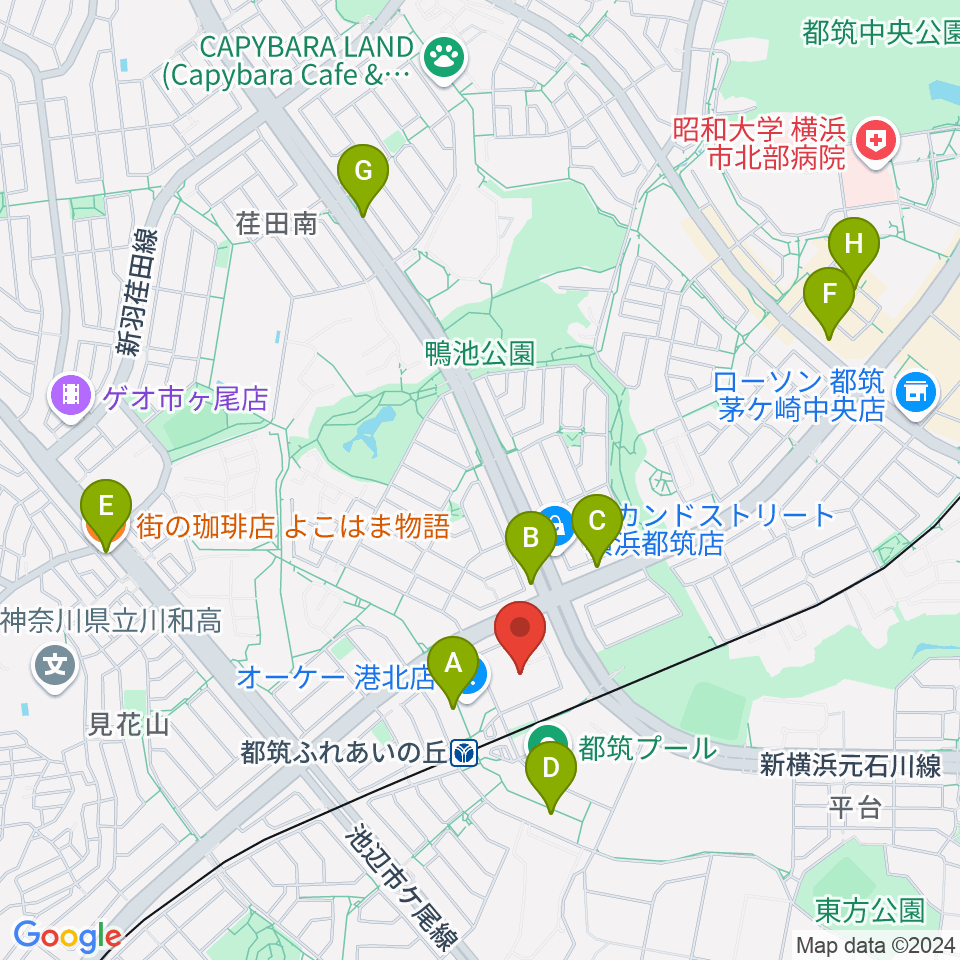 山響楽器店 ふれあいの丘センター周辺のカフェ一覧地図