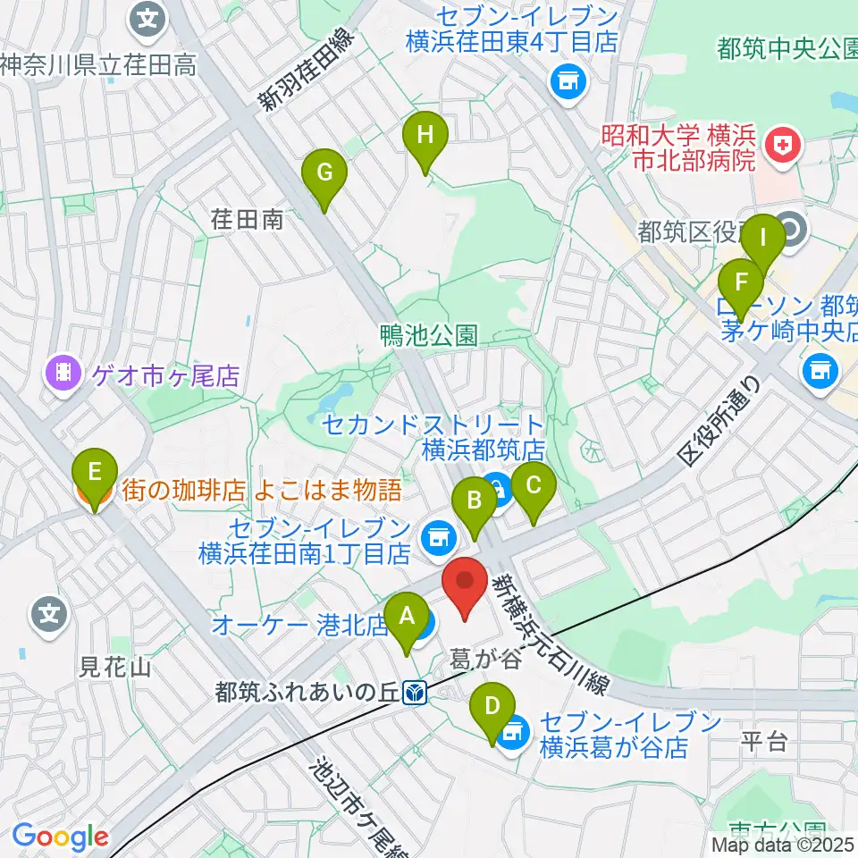 山響楽器店 ふれあいの丘センター周辺のカフェ一覧地図
