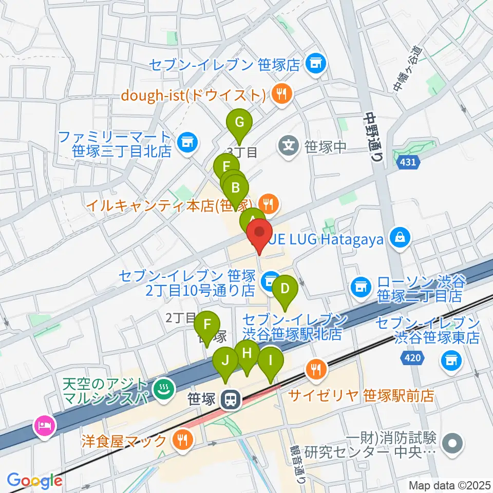 MUSIC K2M周辺のカフェ一覧地図