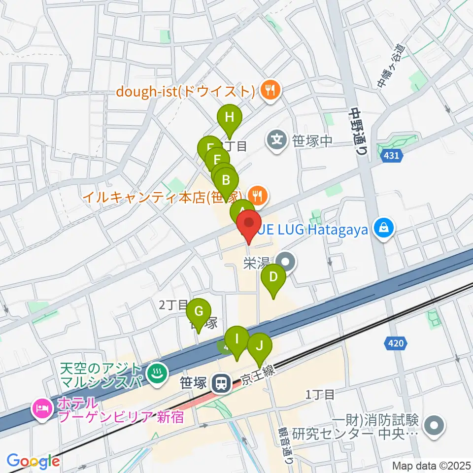 MUSIC K2M周辺のカフェ一覧地図