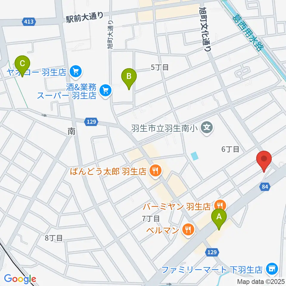 オトワ楽器 ハミングパーク羽生周辺のカフェ一覧地図