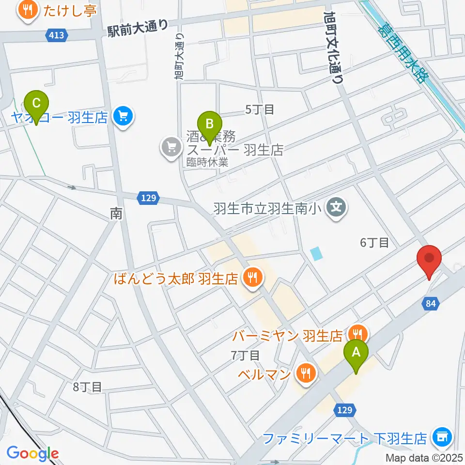 オトワ楽器 ハミングパーク羽生周辺のカフェ一覧地図