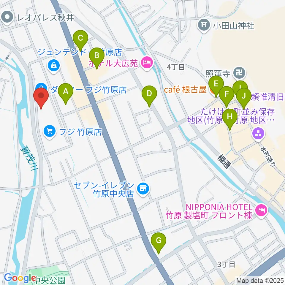 キハラ楽器 竹原センター周辺のカフェ一覧地図