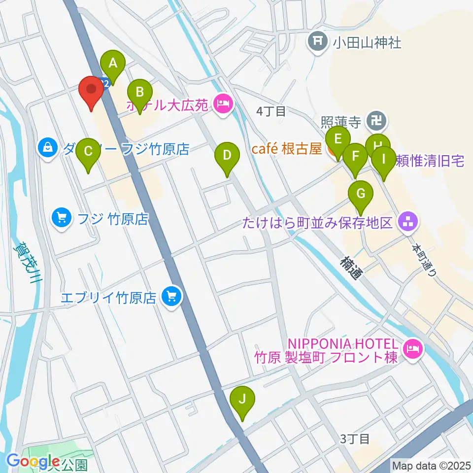 キハラ楽器 竹原センター周辺のカフェ一覧地図