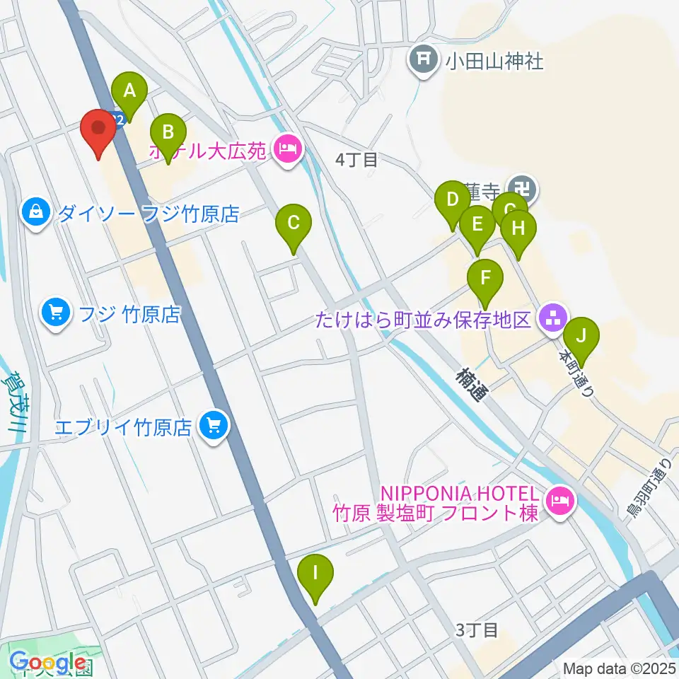 キハラ楽器 竹原センター周辺のカフェ一覧地図